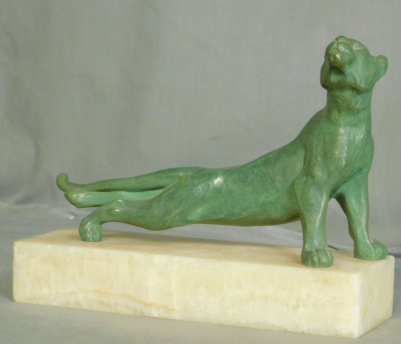 Oscar Waldmann Modernist Animalier Bronze Sculpture Statue Panther Antique