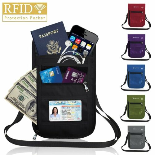 RFID Blocking Passport Holder Travel Wallet Bag Security Neck Pouch Anti-theft