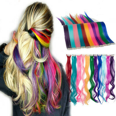 Hair Extensions Natural human Hair Multi Color Clip In Hair Extensions Rainbow