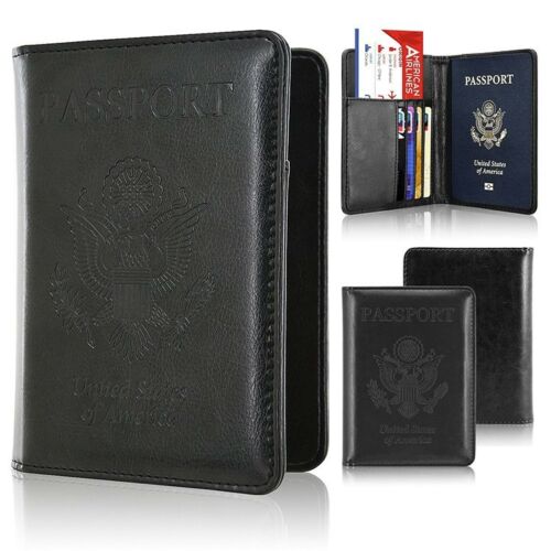 RFID Blocking Leather Passport Holder Case Cover Wallet for Securely Travel Trip