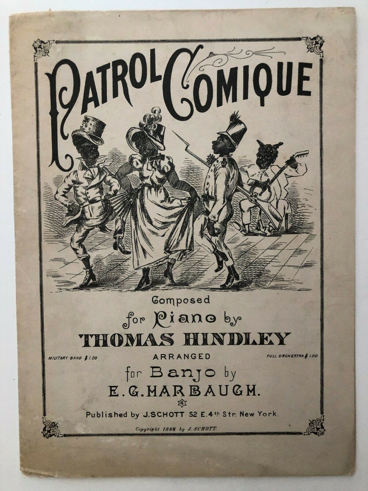 1888 Black Theme Sheet Music, Patrol Comique, Black Caricatures on Cover