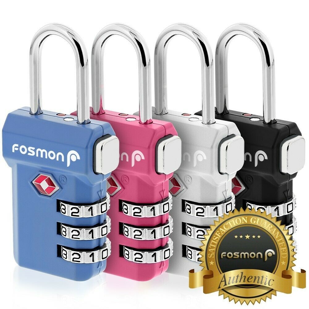 4 TSA Approve 3 Digit Combination Travel Suitcase Luggage Lock Bag Padlock Reset