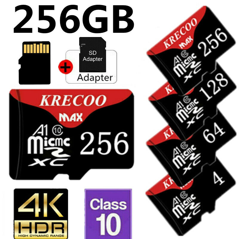256GB Micro SD SDXC Memory Card Universal 4K TF Flash Card Class 10 with Adapter