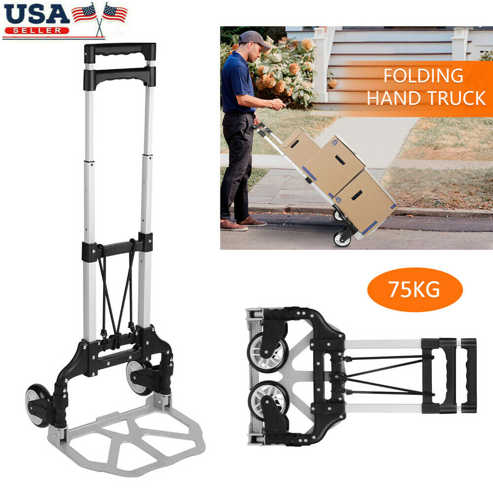 176lbs Cart Folding Dolly Push Truck Hand Collapsible Trolley Luggage Aluminium
