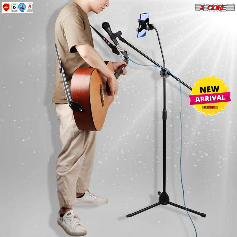5Core Microphone Stand with Mobile Phone and Tablet Holder Adjustable for Studio