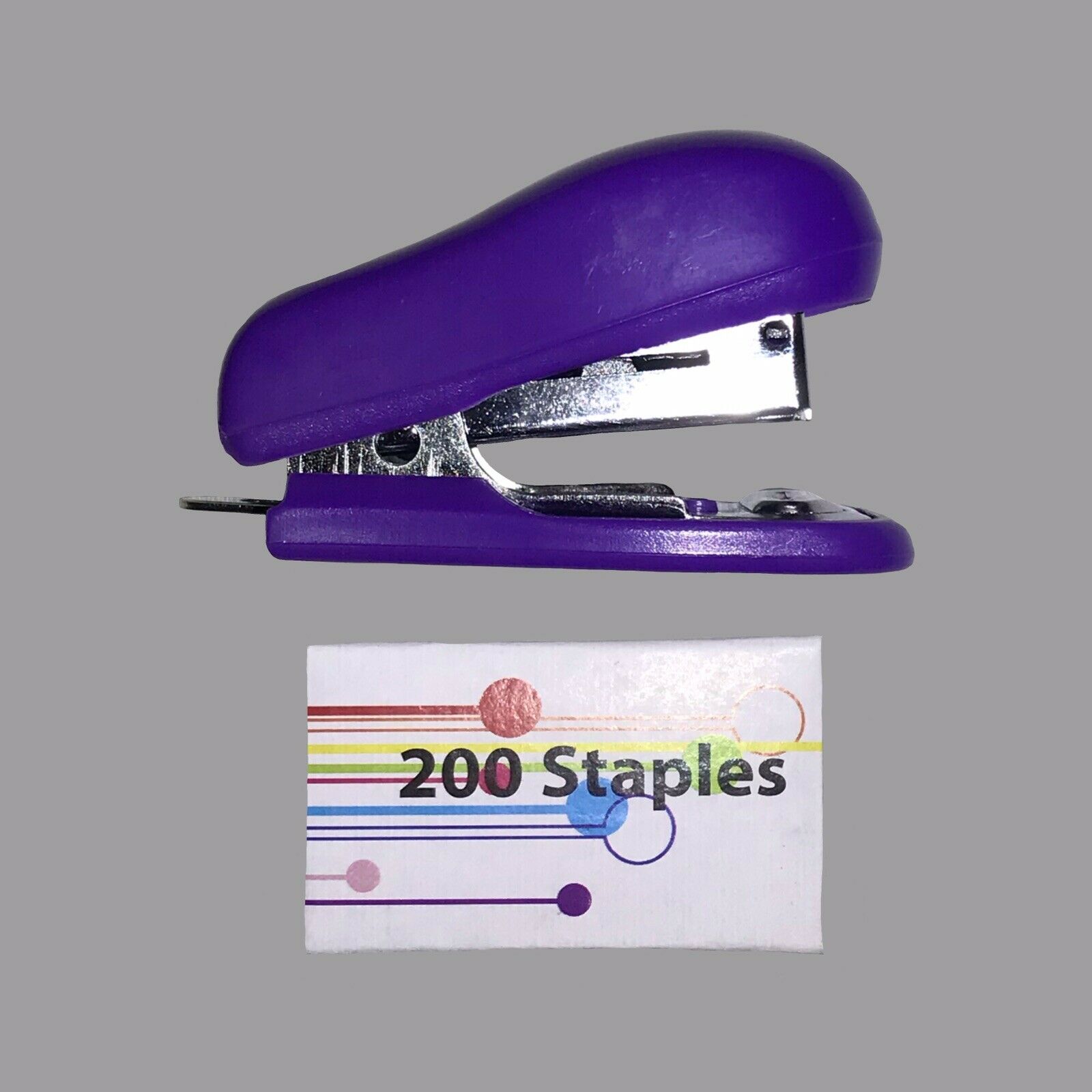 New Mini Stapler & 200 Staples Perfect For School/Travel 12 Piece Of Paper Max