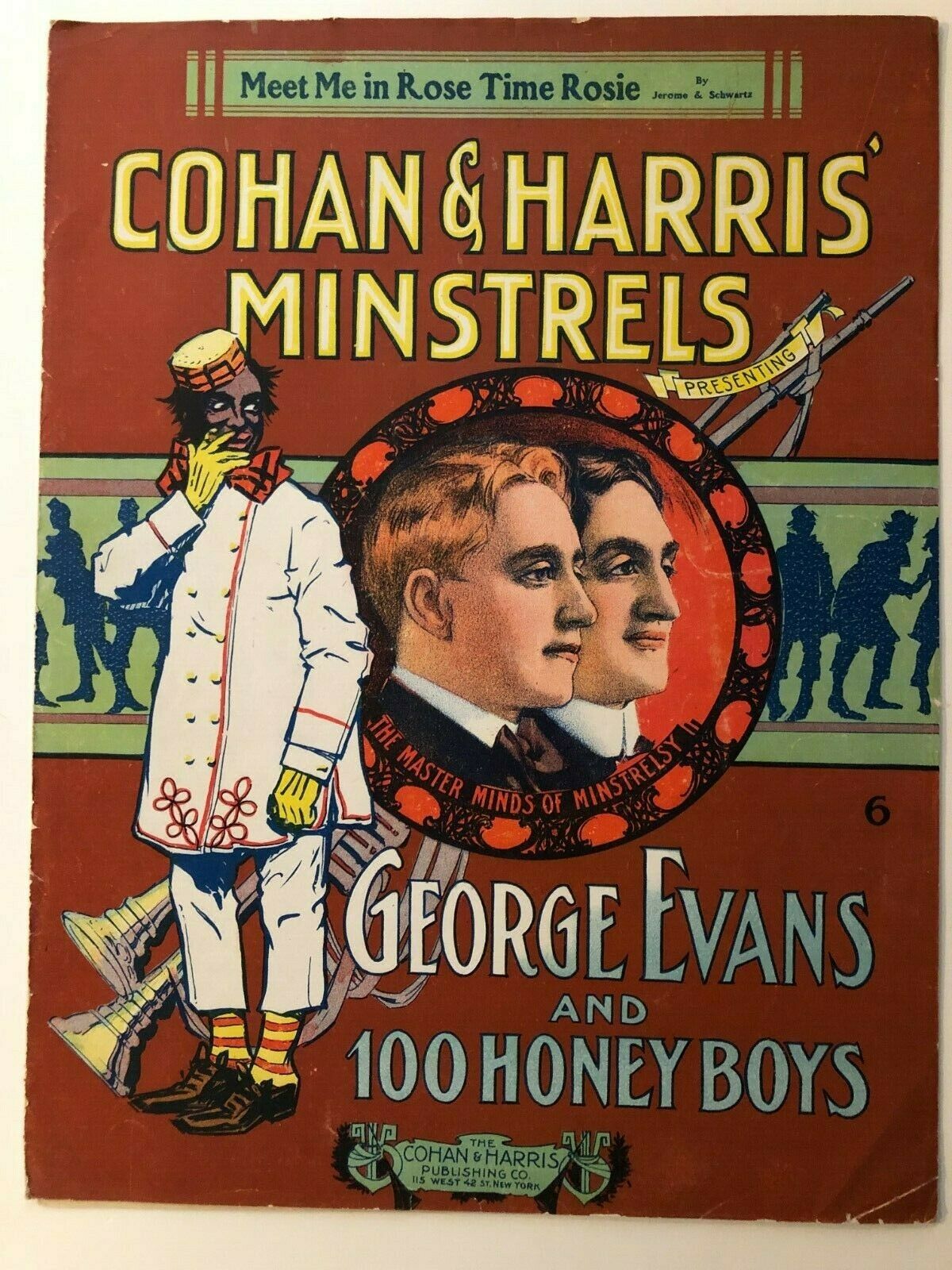 1908 Beautiful Color Illustrated Cohan & Harris Minstrels Sheet Music