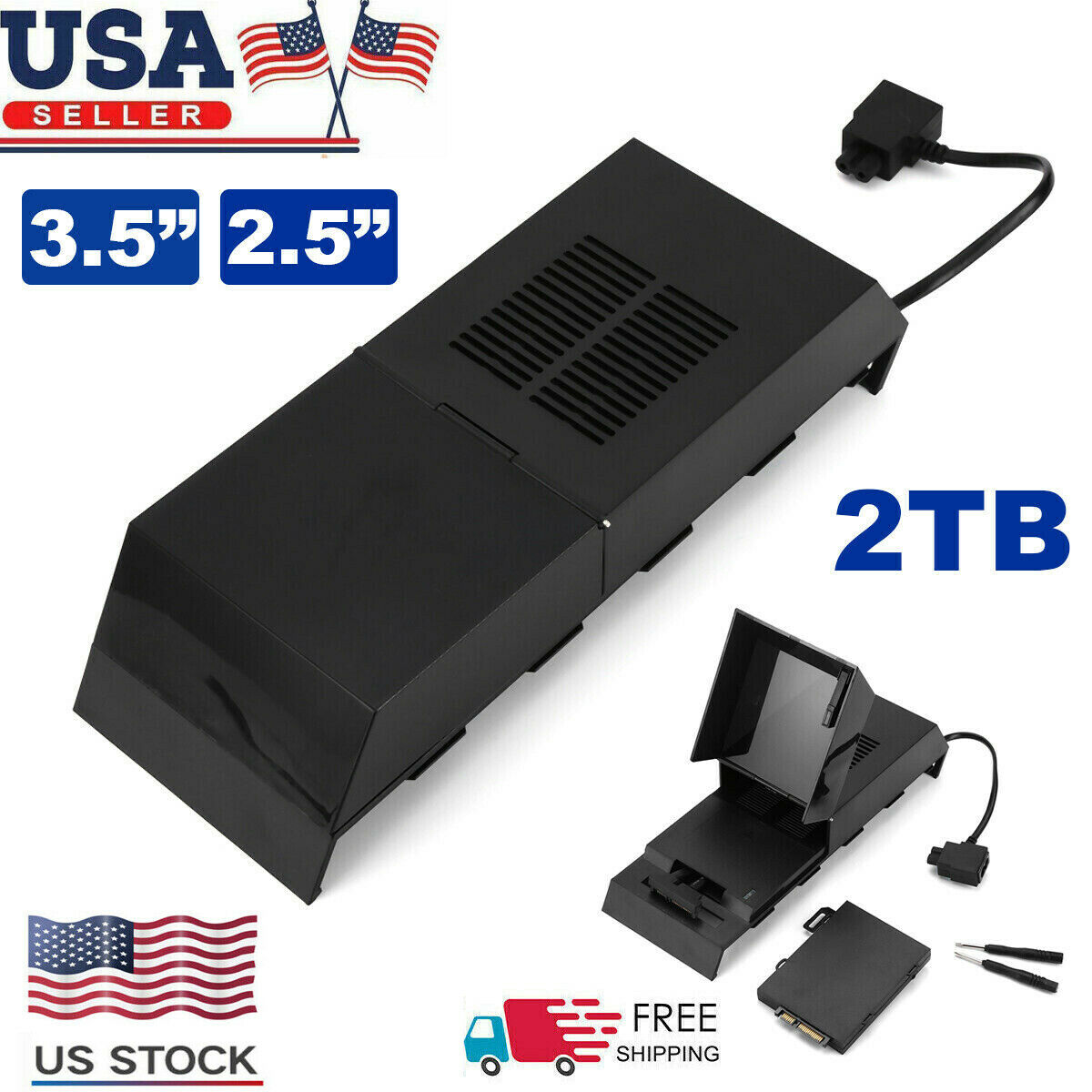 2TB Hard Drive External Box For PS4 Internal Memory Extra Storage Data Bank US