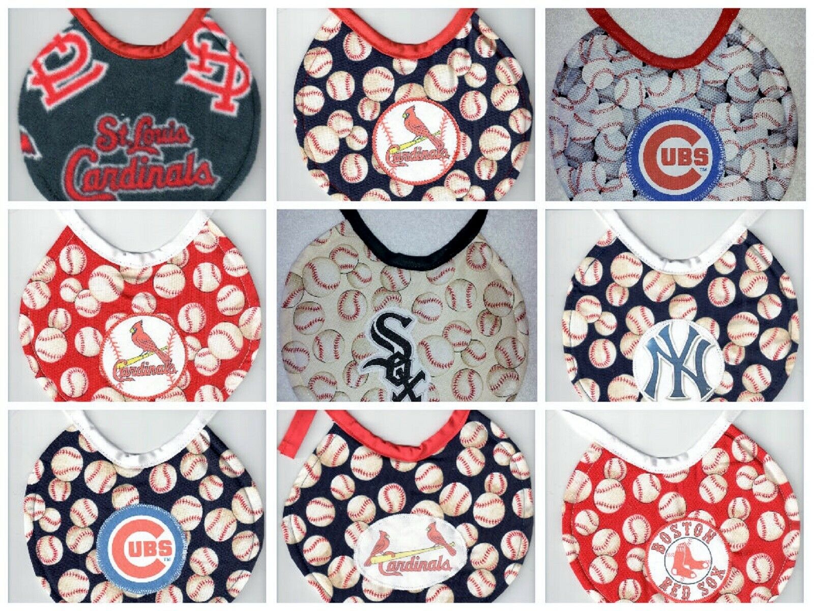 Baseball Team Newborn Bibs - made with MLB fabric or Logos-Handmade