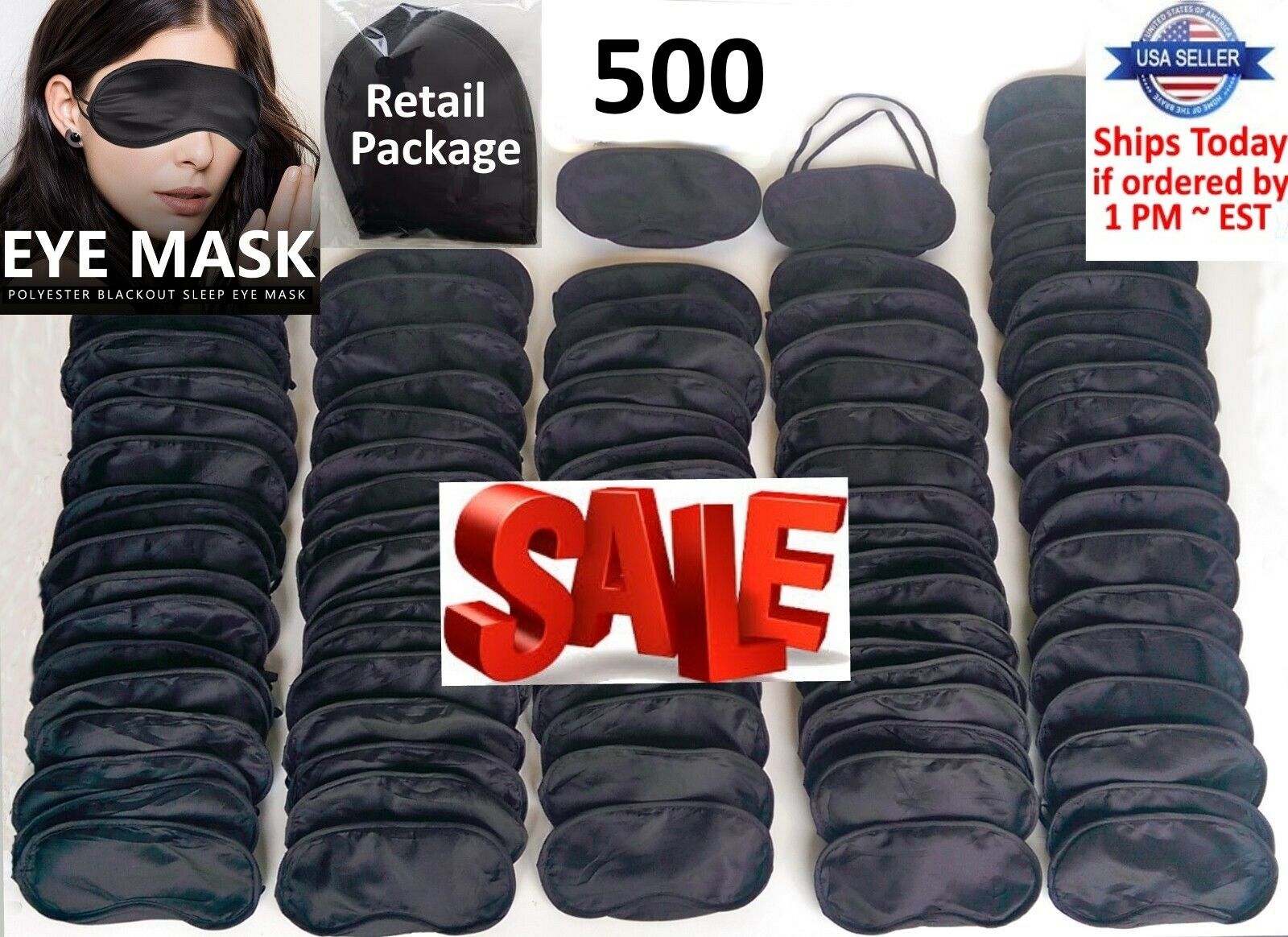 Travel Sleep Eye Mask 500 LOT Soft Sleeping blindfold rest relax aid WHOLESALE