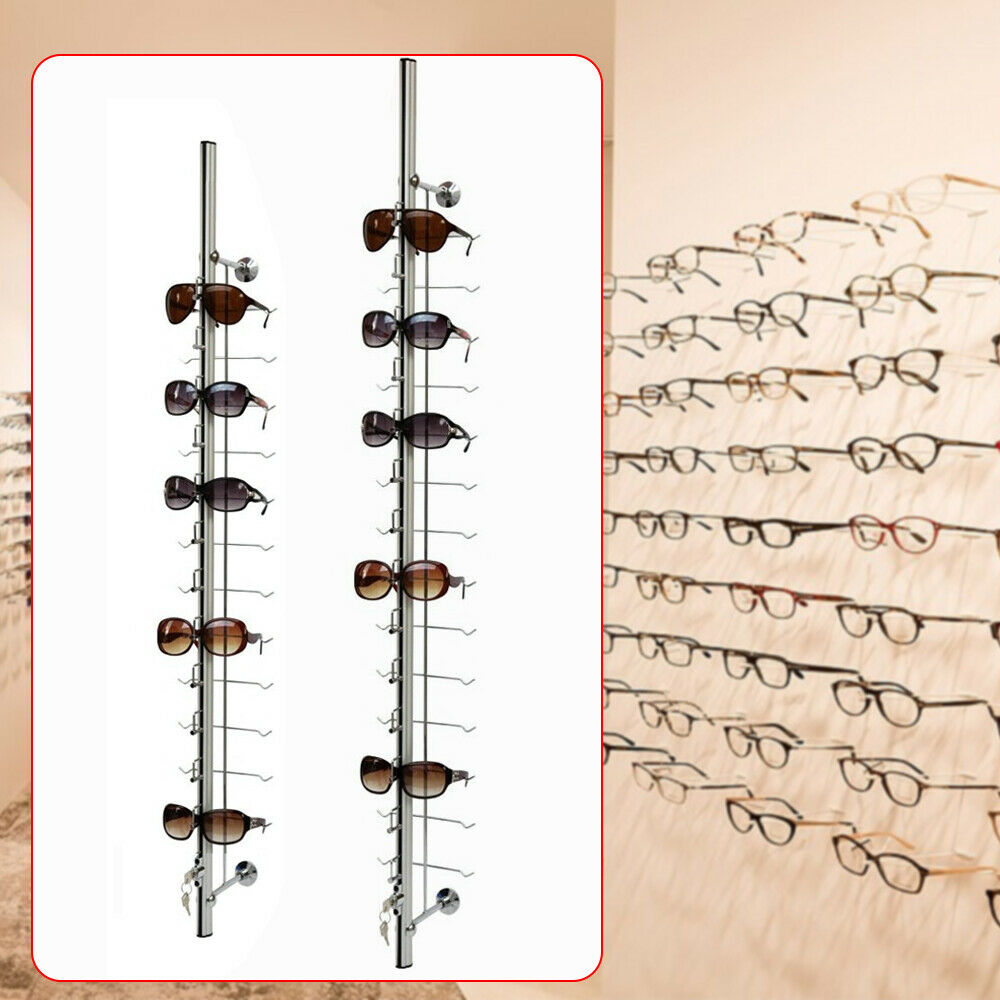 Aluminium Sunglasses Glasses Eyeglasses Display Rod 10* With Lock 12 14 18 Frame