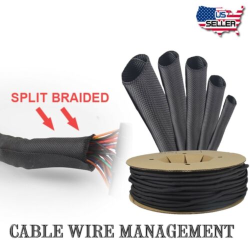 Braided Split Wire Loom Tube Cable Sleeve-Efficiently Arranges&Protects Cord Lot