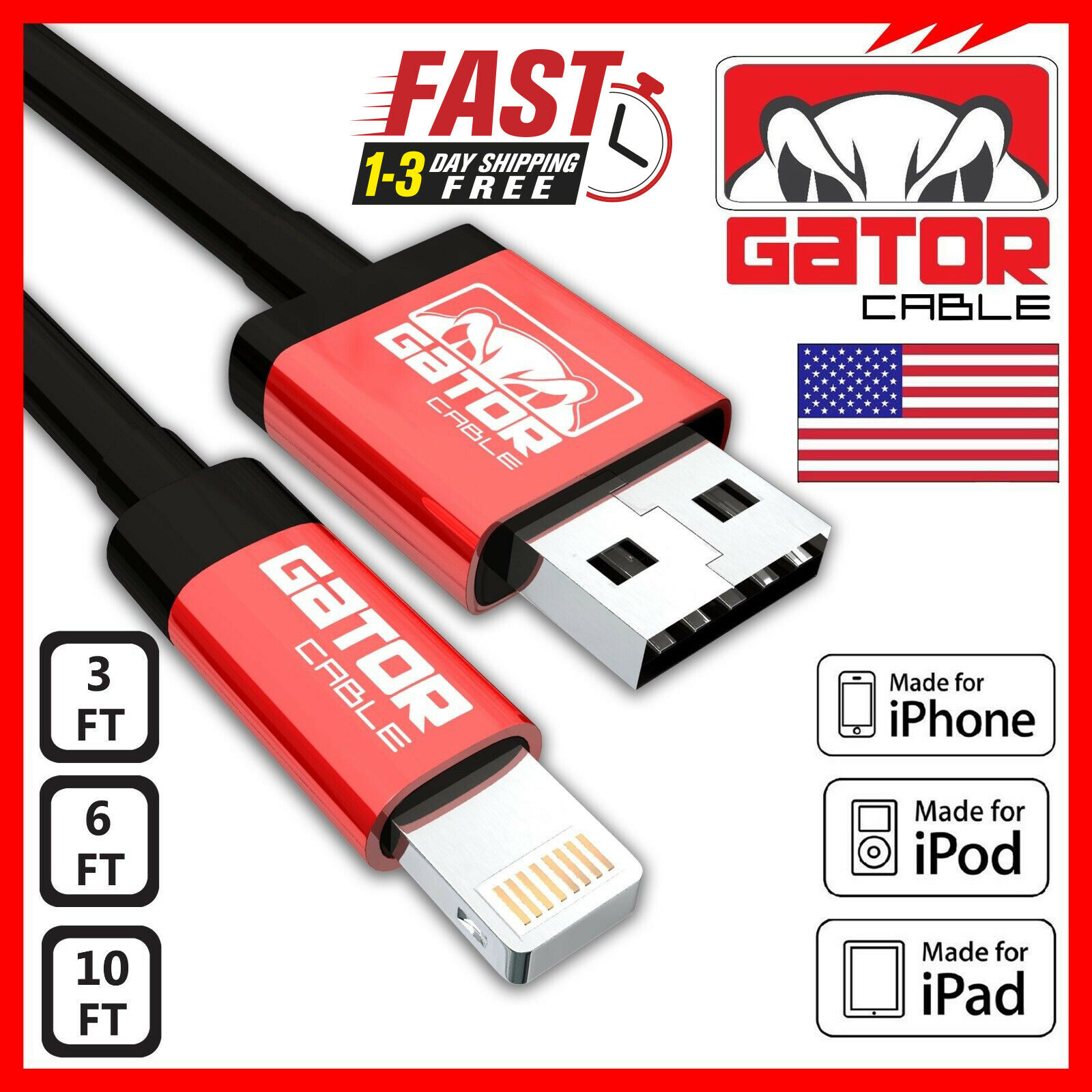 Apple Lightning USB Charger Cable Data Sync MFI Certified iPhone 8 X XR XS 11 12