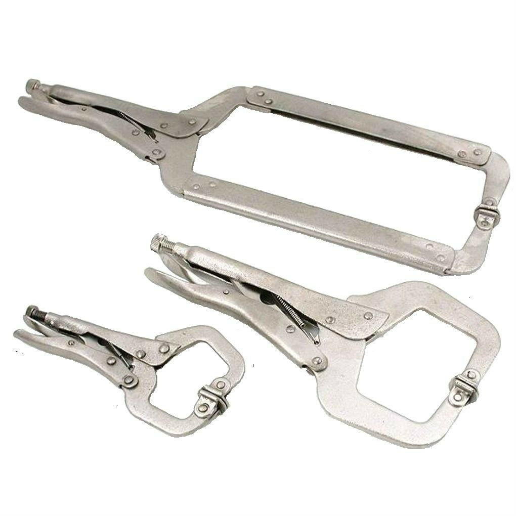 HAWK TP7030 - Locking C-Clamp Set 3 Pc 6in,11in and 18in Bright Nickel Plated