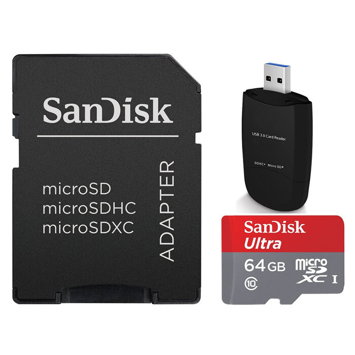 SanDisk Ultra 16GB 32GB 64GB 80MB/S 533X MicroSD Memroy Card + USB 3.0 Reader